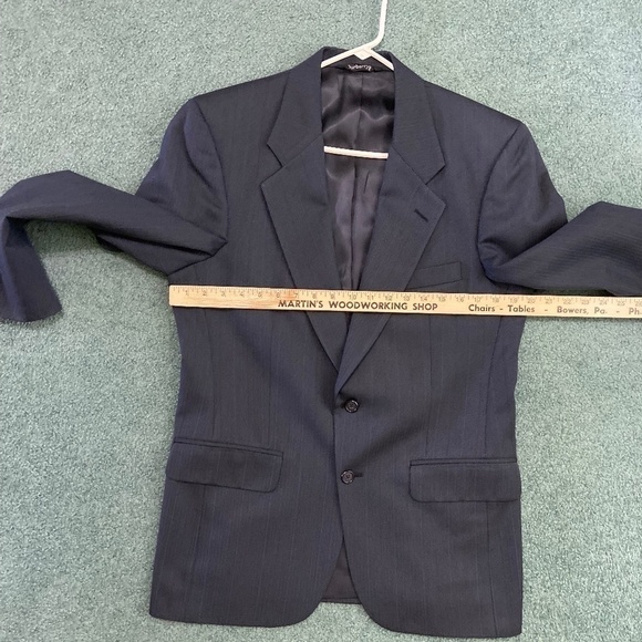 VTG Burberrys Mens Two Button Sport Jacket Navy Blue 100% Pure Wool Classic USA - Picture 8 of 15